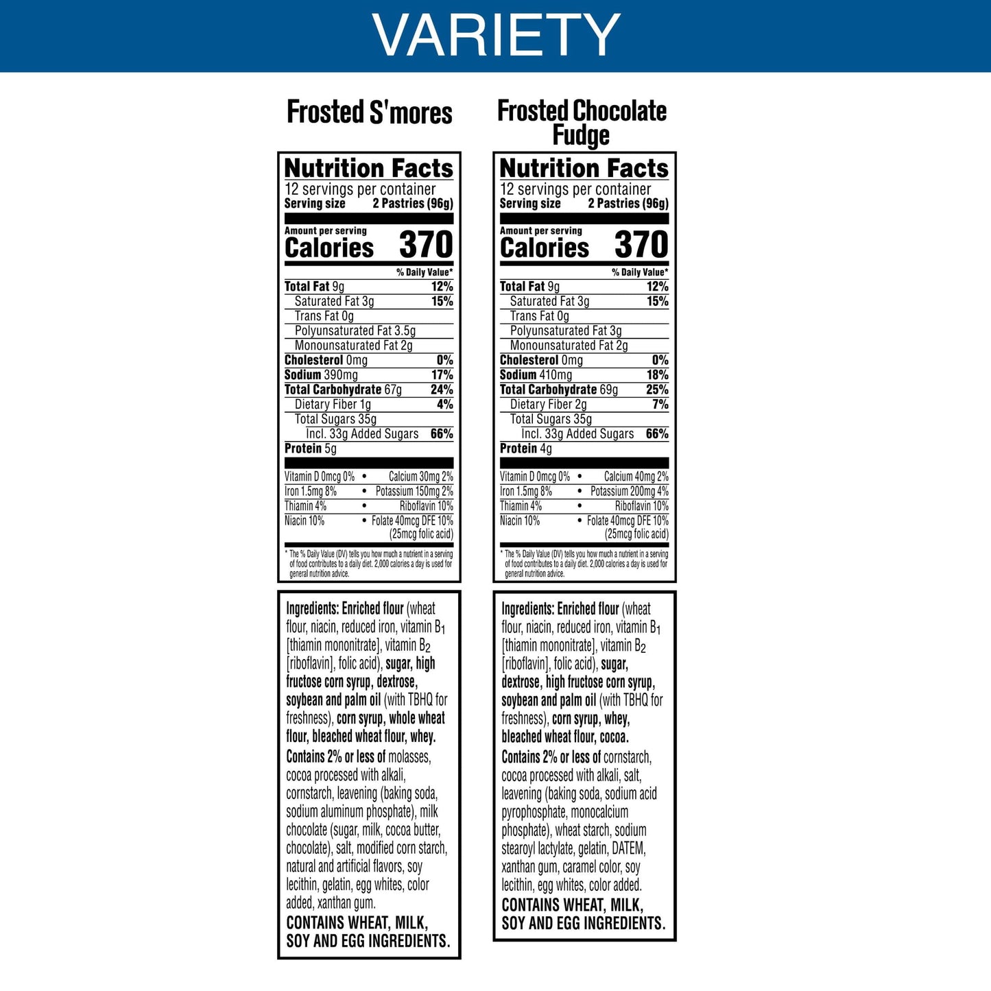 Pop-Tarts Variety Pack Instant Breakfast Toaster Pastries, Shelf-Stable, Ready-to-Eat, 81.2 oz, 48 Count Box