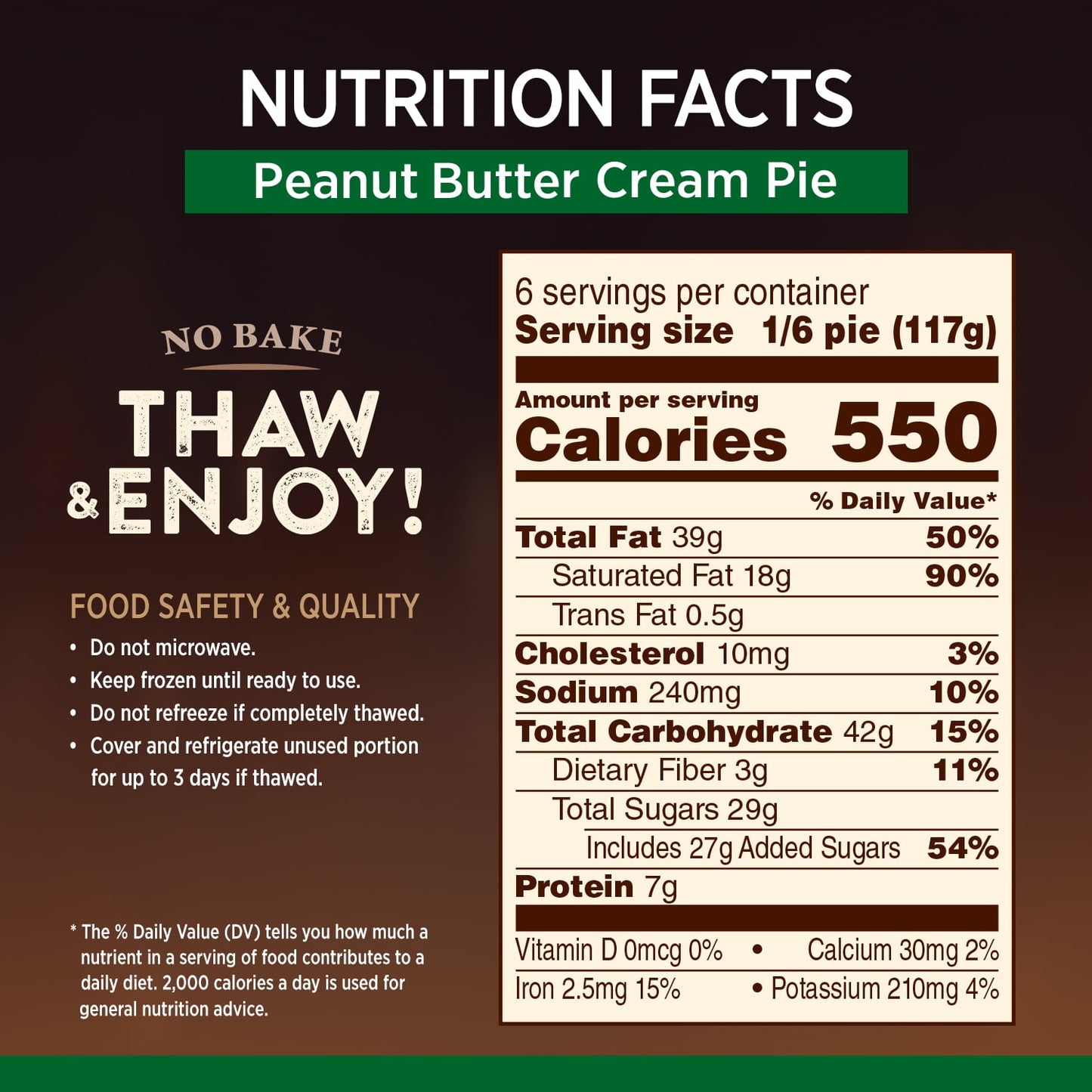 Marie Callender's Peanut Butter Cream Pie Frozen Dessert, 24.8 Ounce