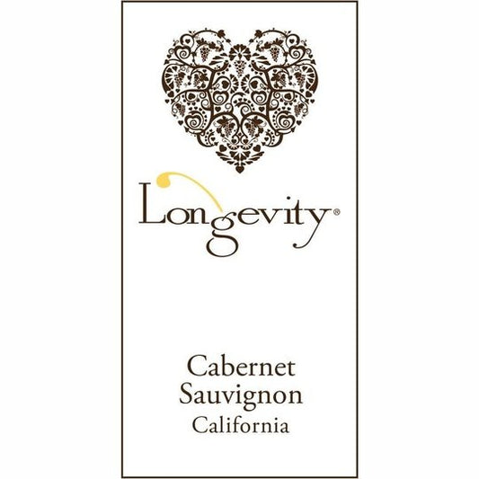 Longevity Cabernet Sauvignon Red Wine, California, 13.5% ABV, 750ml Glass Bottle, 5-150ml Servings