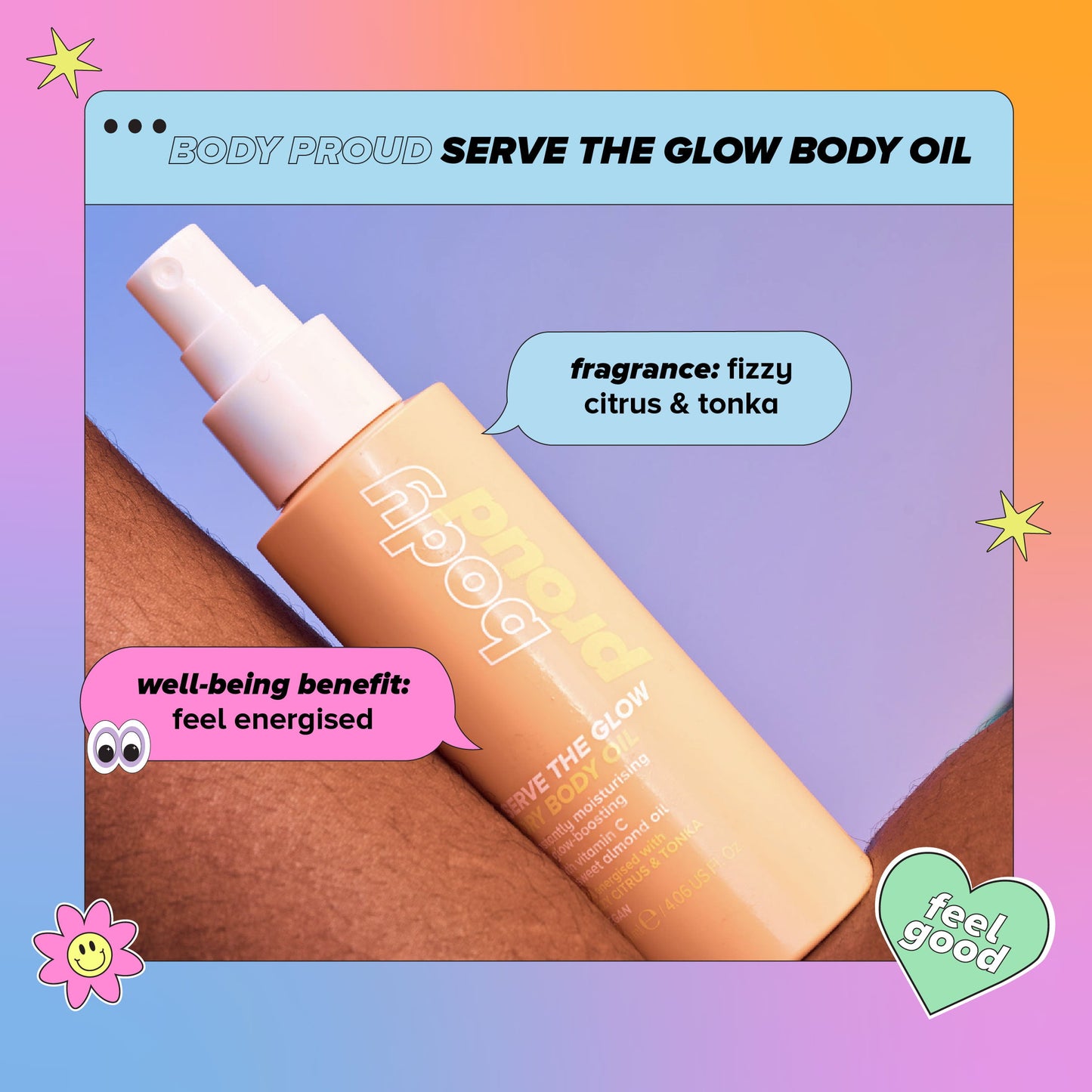 Body Proud Serve the Glow Body Oil with Vitamin C & E, 4.06 fl oz