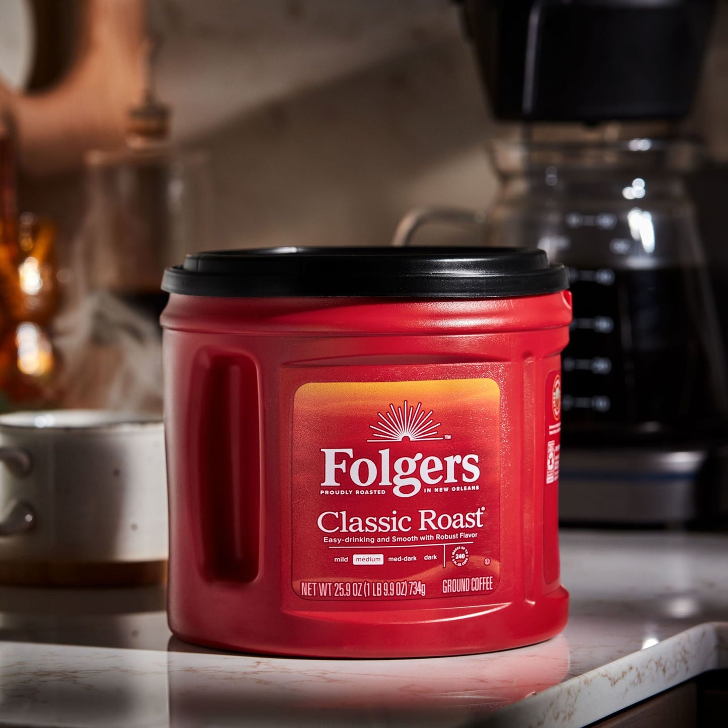Folgers Classic Roast Ground Coffee, Medium Roast Coffee, 25.9 Ounce Canister