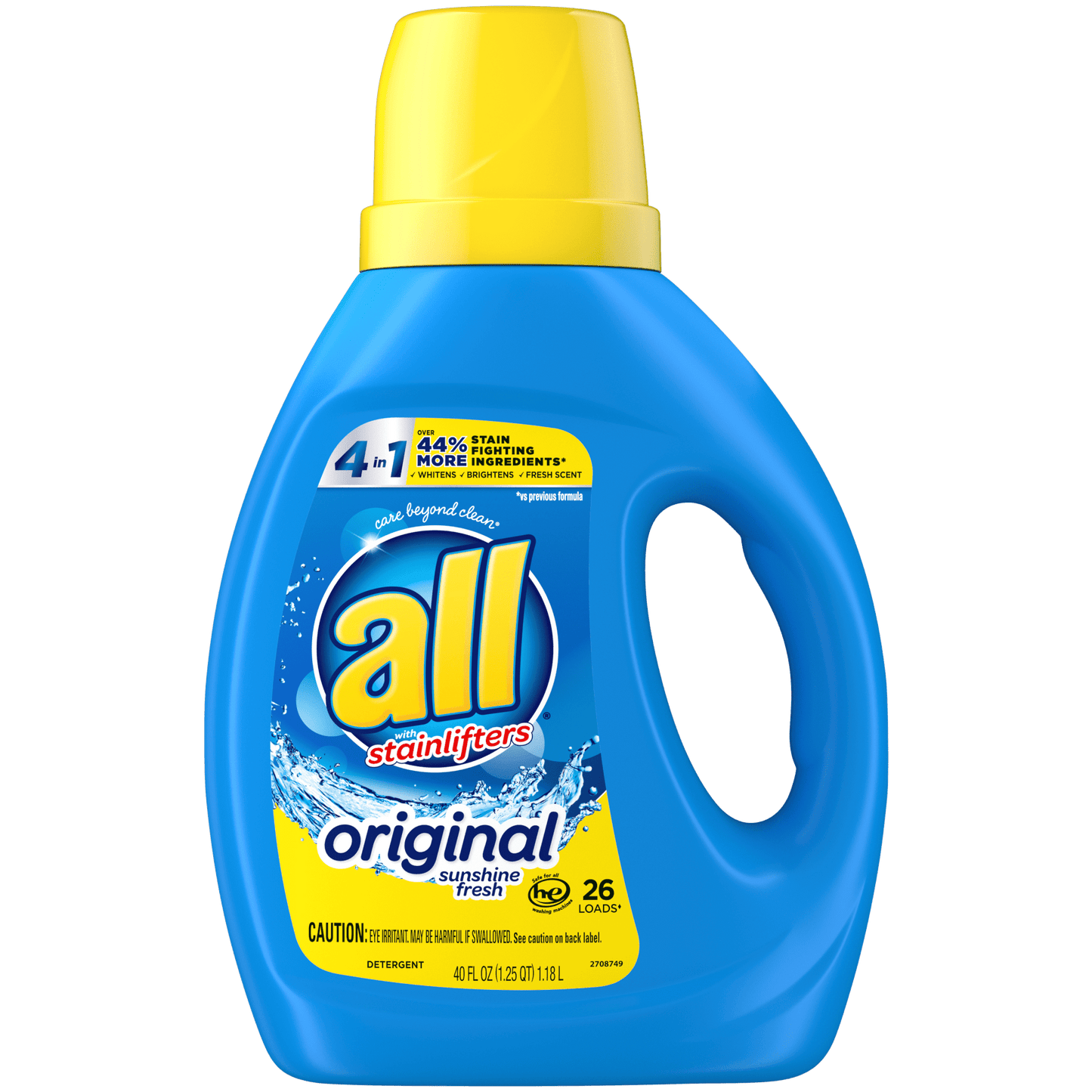 all Liquid Laundry Detergent, 4 in 1 with Stainlifters, Sunshine Fresh, 40 Ounces, 26 Wash Loads