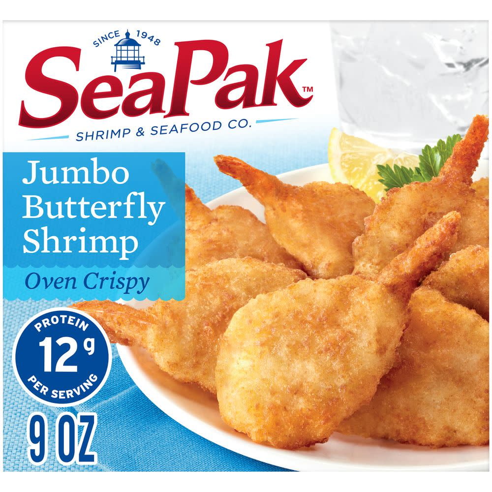 SeaPak Jumbo Butterfly Shrimp with Crispy Breading, Easy to Bake, Large, 9 oz (Frozen)