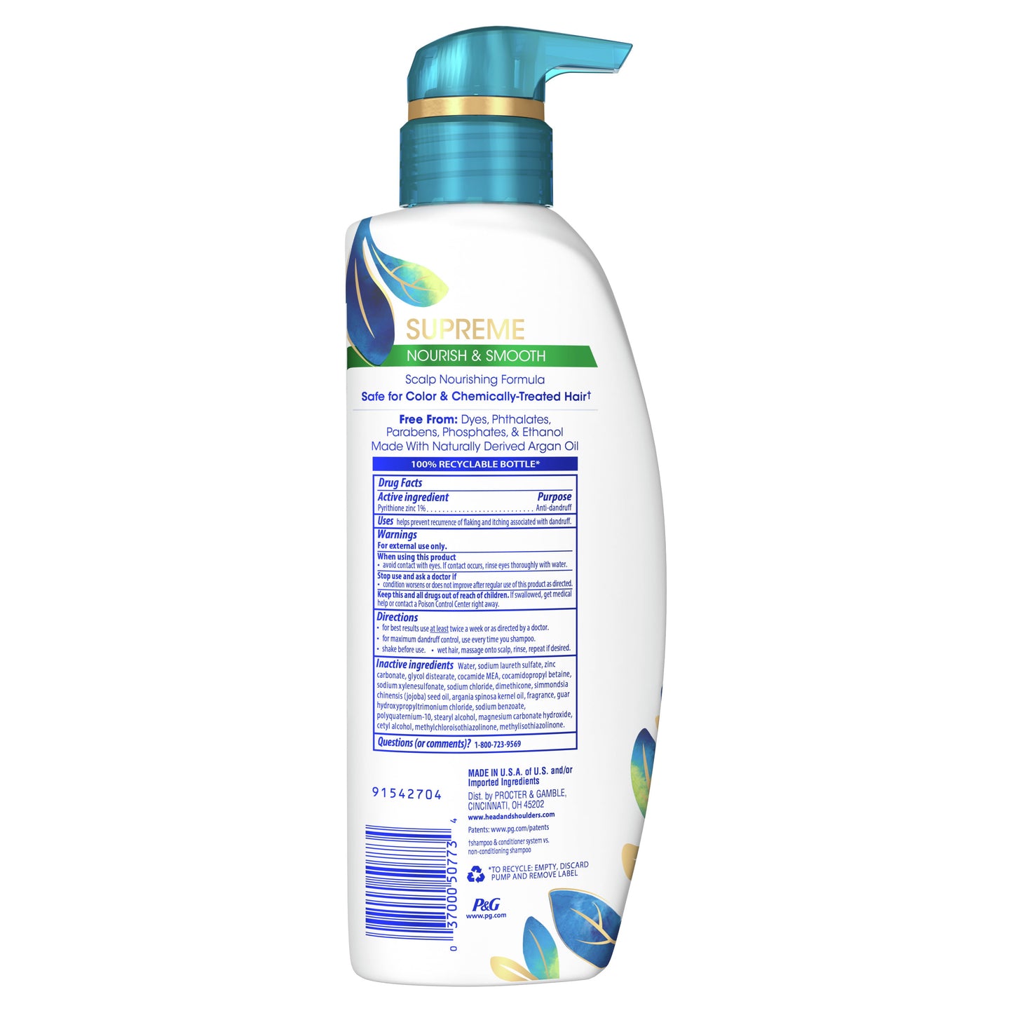 Head & Shoulders Supreme Sulfate Free Nourish & Smooth Shampoo, All Hair Types, 11.8 fl oz