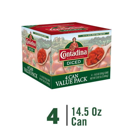 (4 Cans) Contadina Diced Tomatoes, 14.5 oz Cans