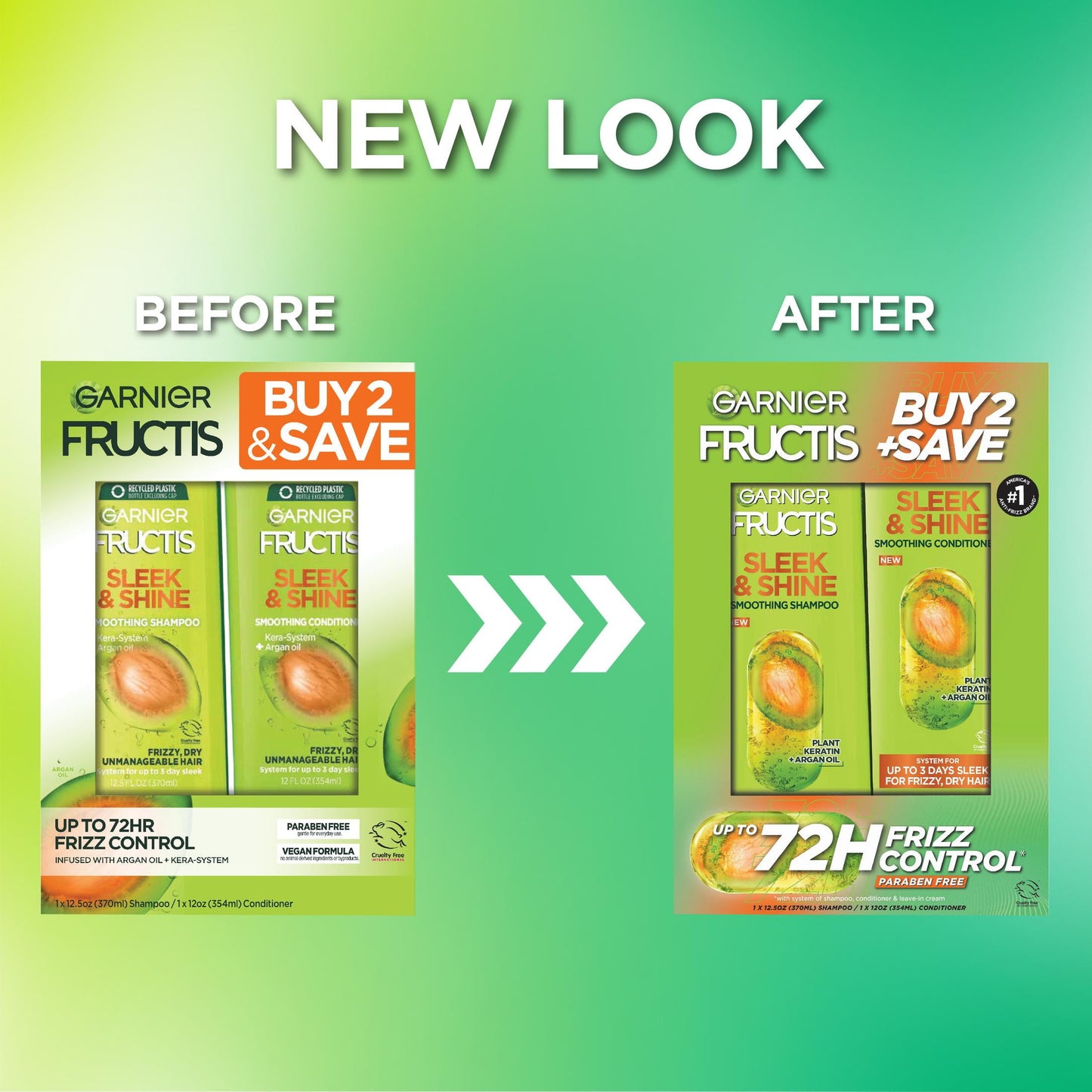 Garnier Fructis Sleek & Shine Shampoo and Conditioner for Frizzy Dry Hair, 1 kit