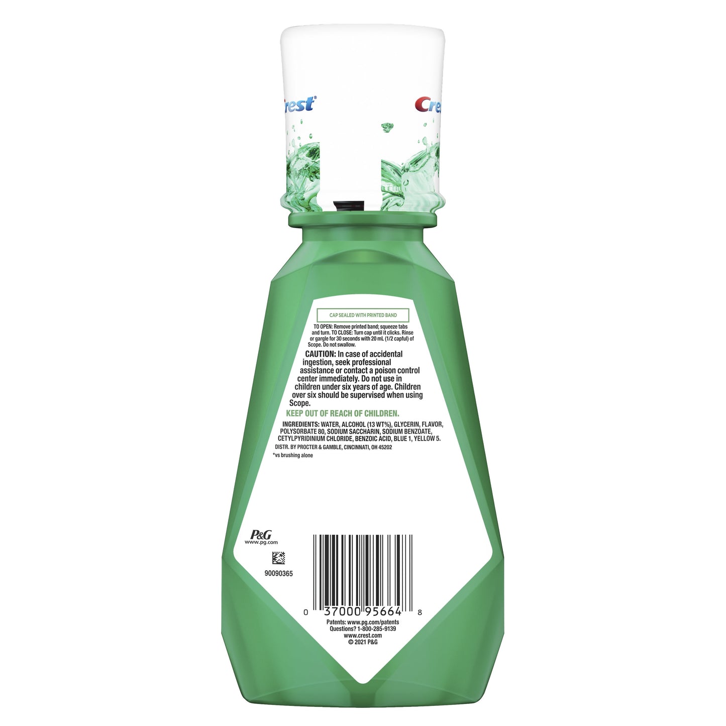 Crest Scope Outlast Mouthwash, Fresh Mint, 500mL