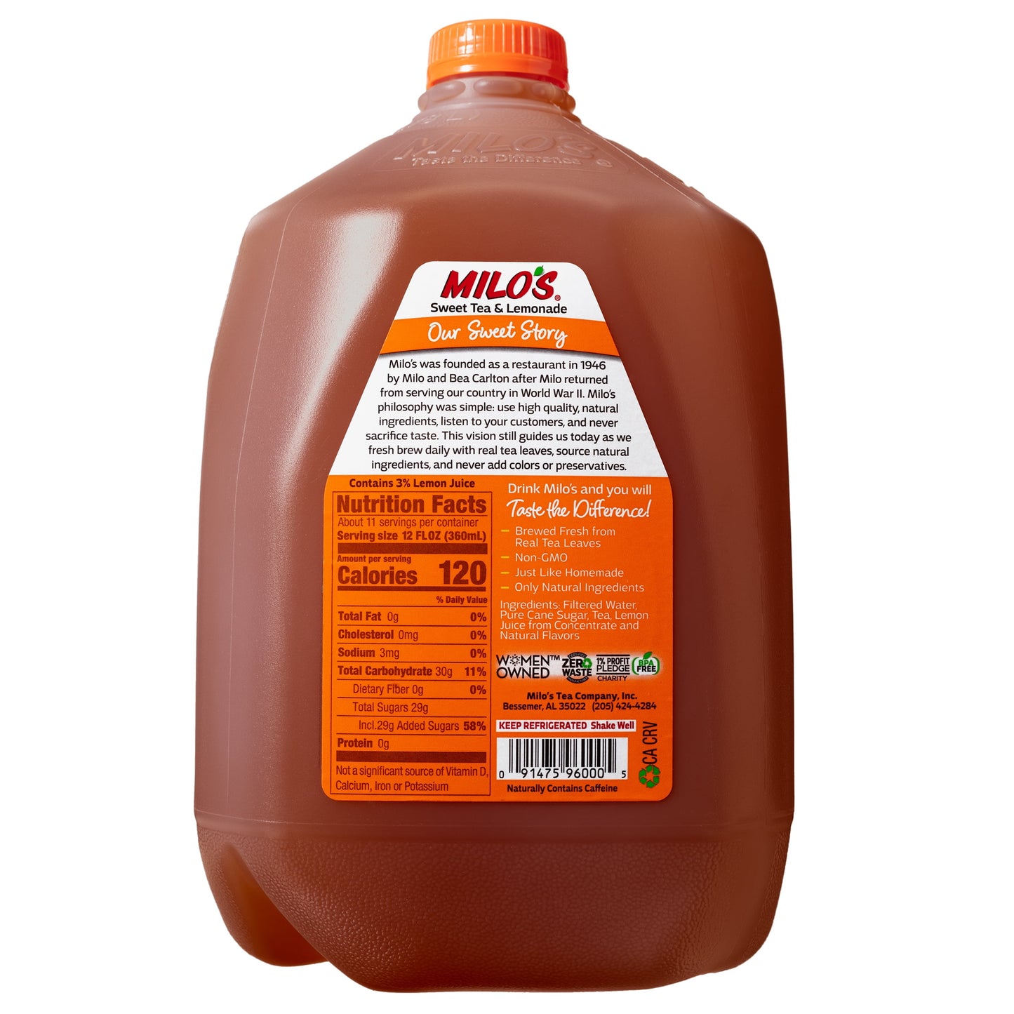 Milo’s Sweet Tea and Lemonade, 100% Natural, 128 Fl. Oz.