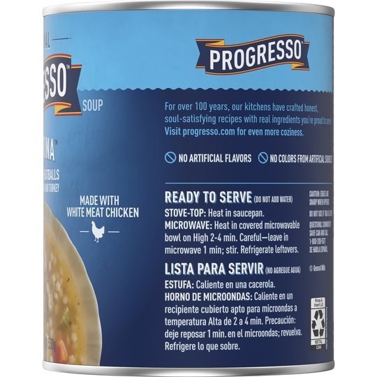 Progresso Traditional Chickarina Soup, Ready To Serve Canned Soup, 19 oz.