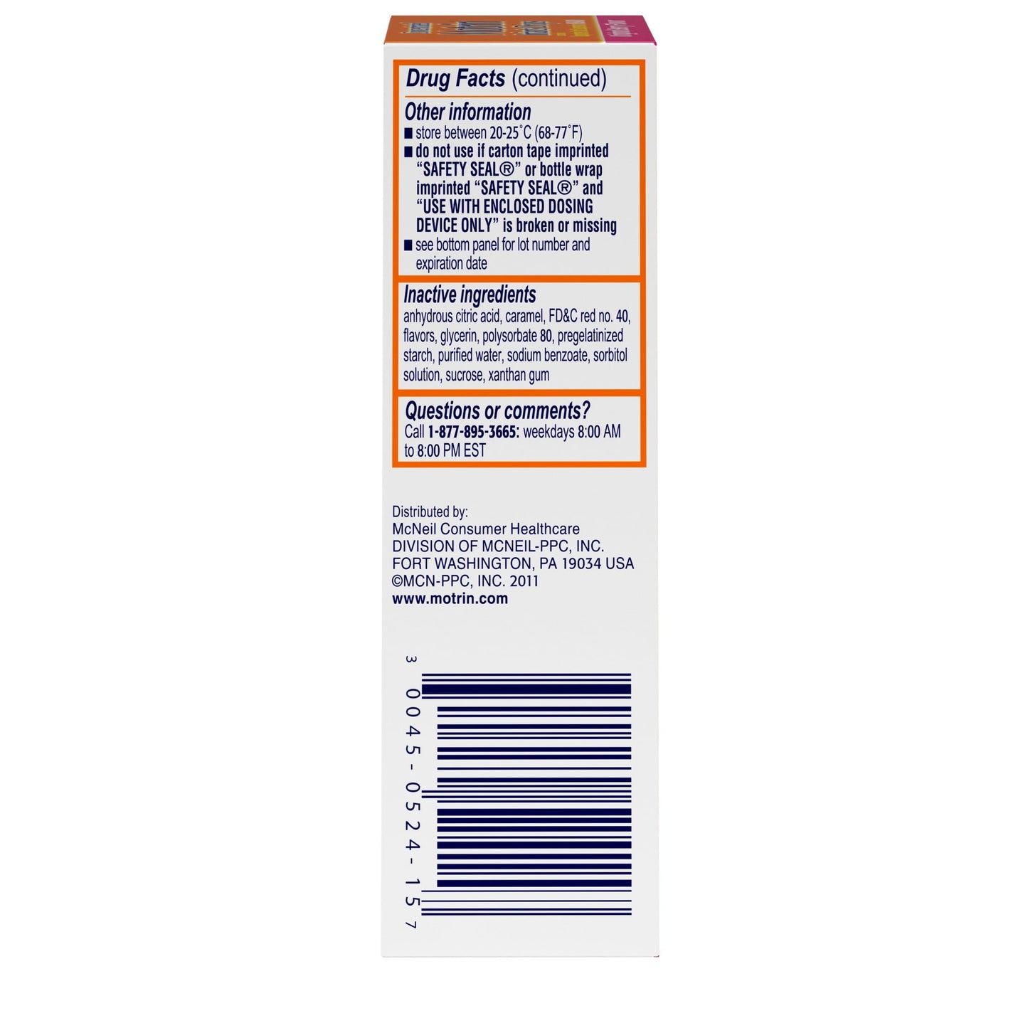 Infants' Motrin Concentrated Drops, Fever Reducer, Ibuprofen, Berry Flavored.5oz