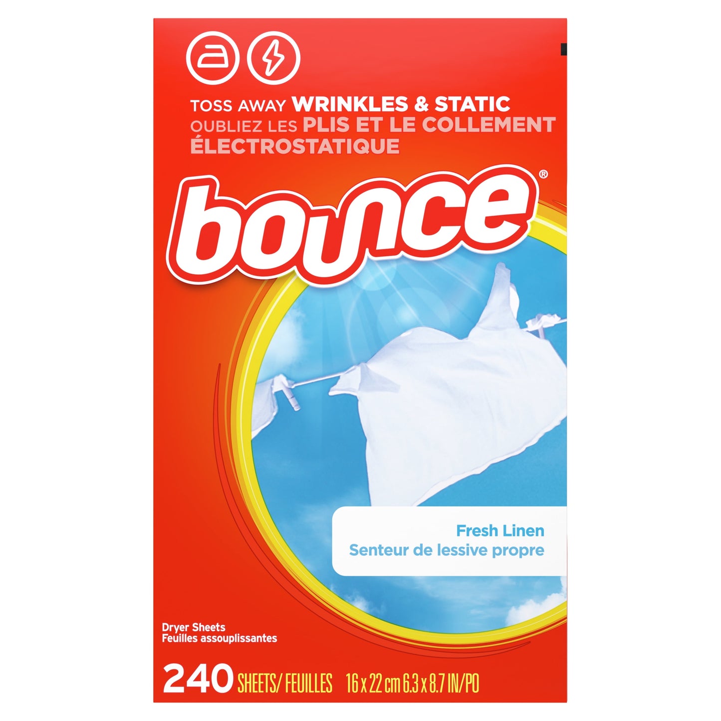 Bounce Fresh Fabric Softener Dryer Sheets, Linen Scented, 240 Ct