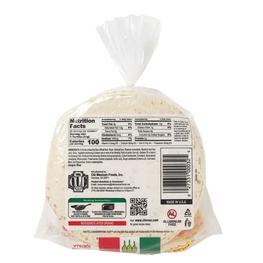 La Banderita Ricas Flour Tortillas, Regular, Family Pack, 20 count, 22.5 oz