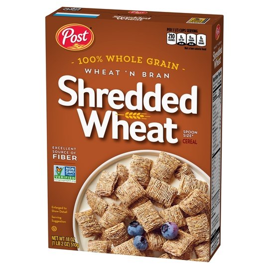 Post Wheat n Bran® Shredded Wheat, Breakfast Cereal, Excellent Source of Fiber, Kosher 18 Ounce – 1 count