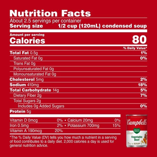 Campbell's Condensed Healthy Request Vegetable Beef Soup, 10.5 Ounce Can