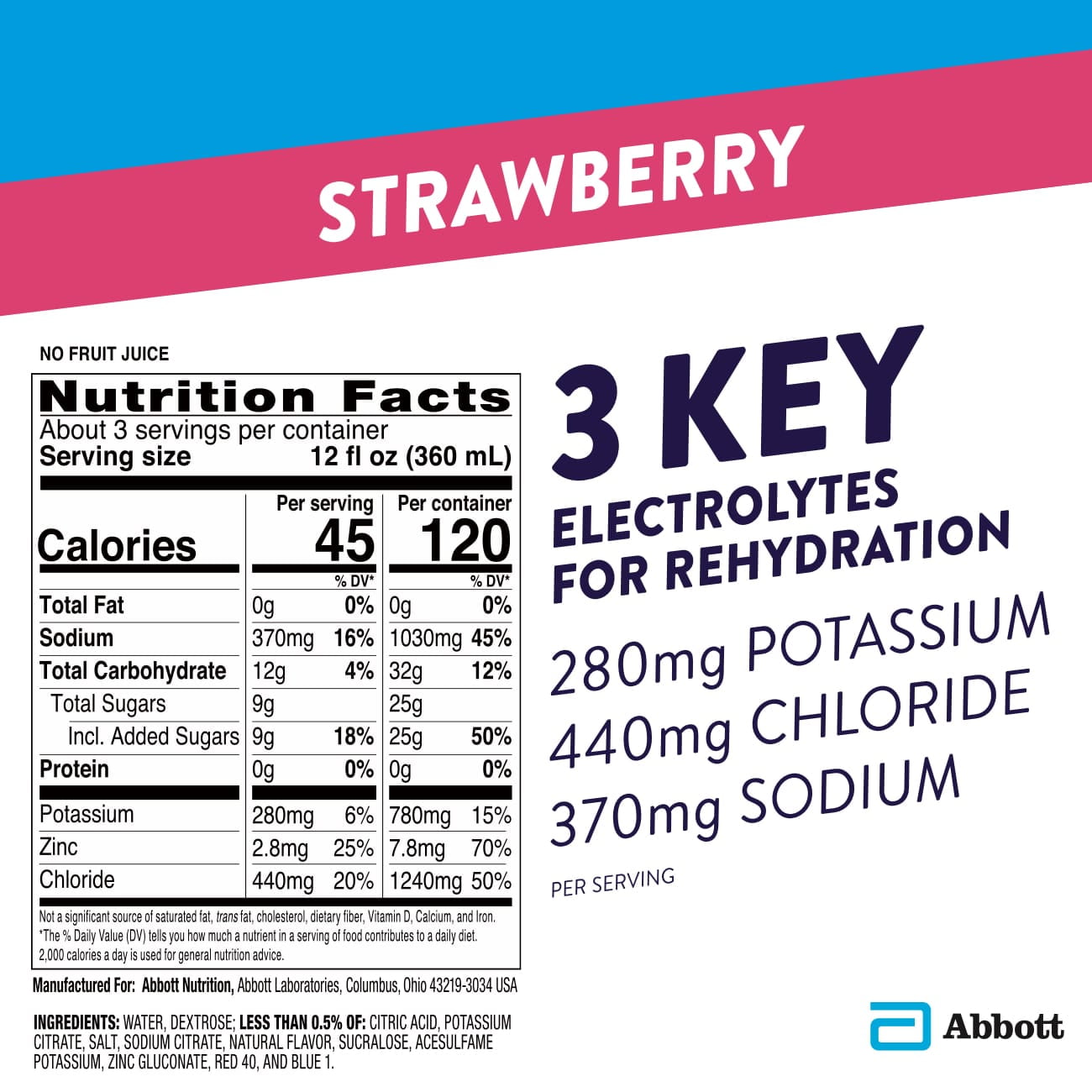 Pedialyte Electrolyte Solution, Strawberry, Hydration Drink, 1 Liter