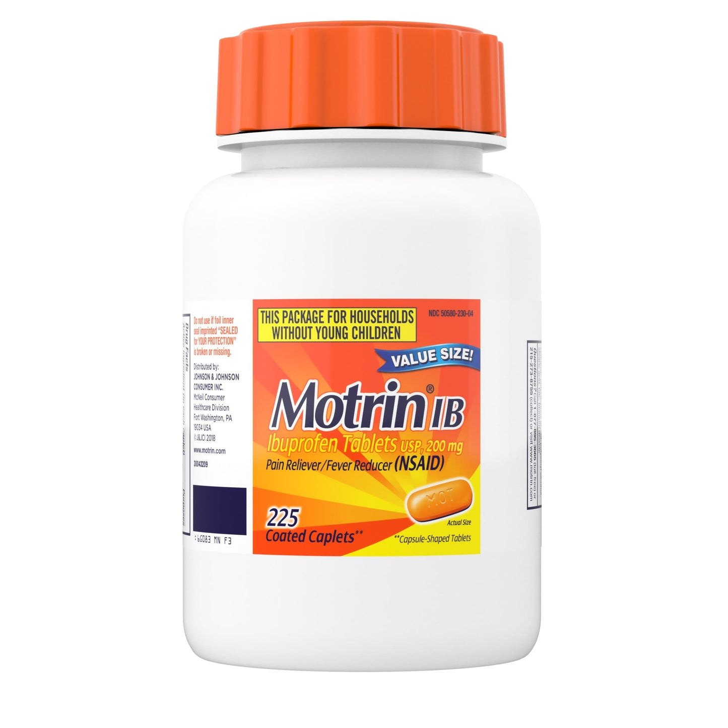 Motrin IB, Ibuprofen 200mg Tablets for Pain & Fever Relief, 225 Ct