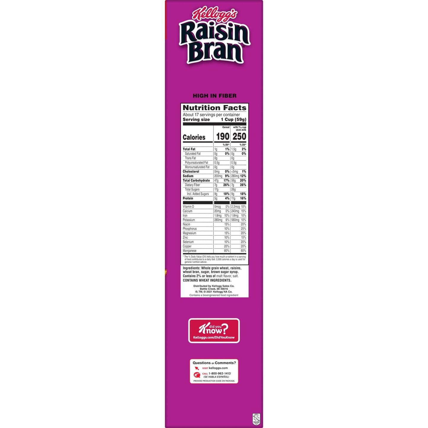 Kellogg's Raisin Bran Original Cold Breakfast Cereal, Mega Size, 37 oz Box