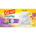 Glad ForceFlex 13 Gallon Tall Kitchen Trash Bags, Gain Lavender with Febreze, 40 Bags