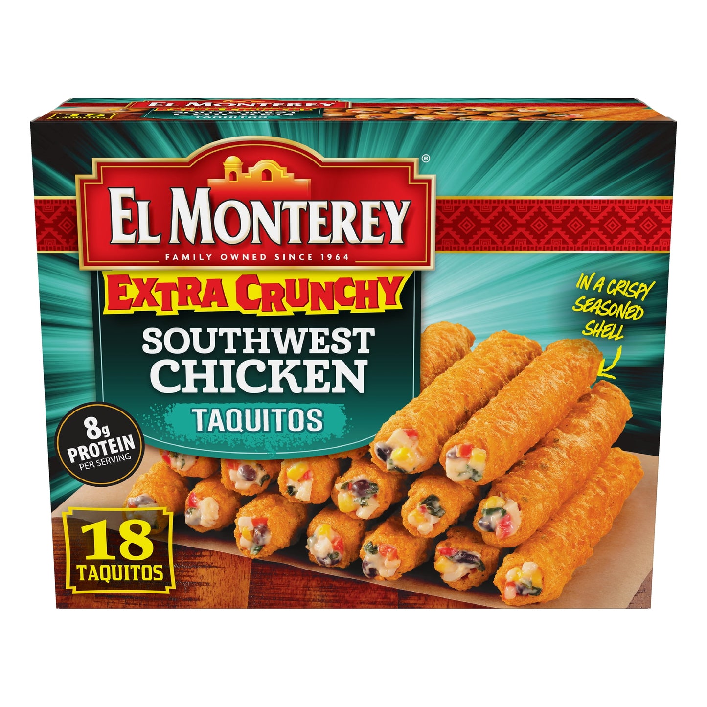 El Monterey Extra Crunchy Southwest Chicken Taquitos, 20.7 Oz, 18 Count (Frozen)