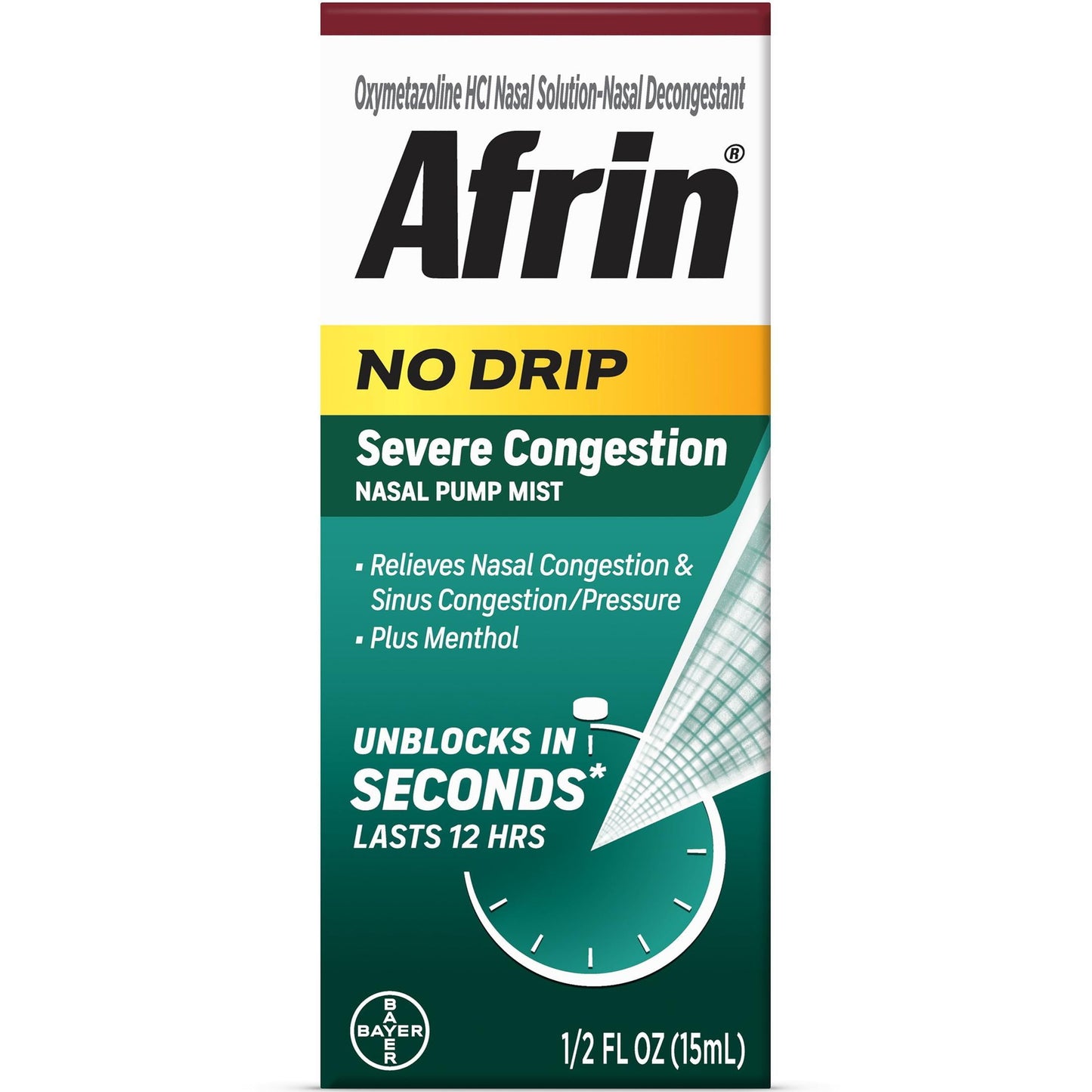 Afrin No Drip Severe Congestion Pump Mist Nasal Spray, 1-15 mL Bottle