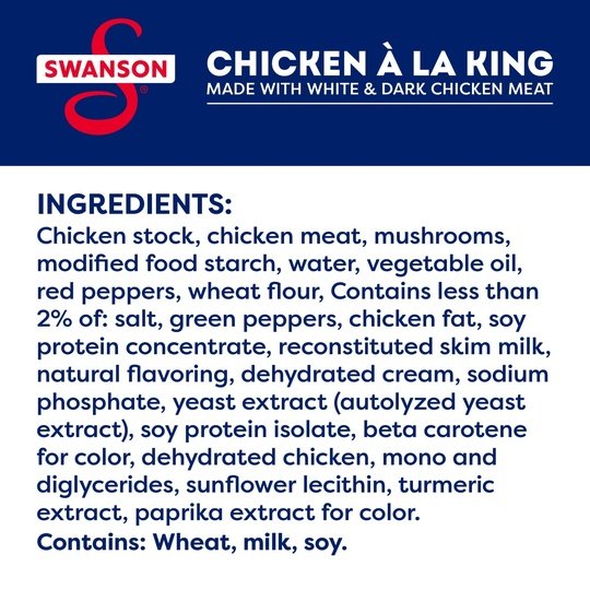 Swanson Canned Chicken a la King with White and Dark Chicken Meat, 10.5 oz Can