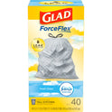 Glad ForceFlex 13 Gallon Tall Kitchen Trash Bags, Fresh Clean Scent, Febreze Freshness, 40 Bags