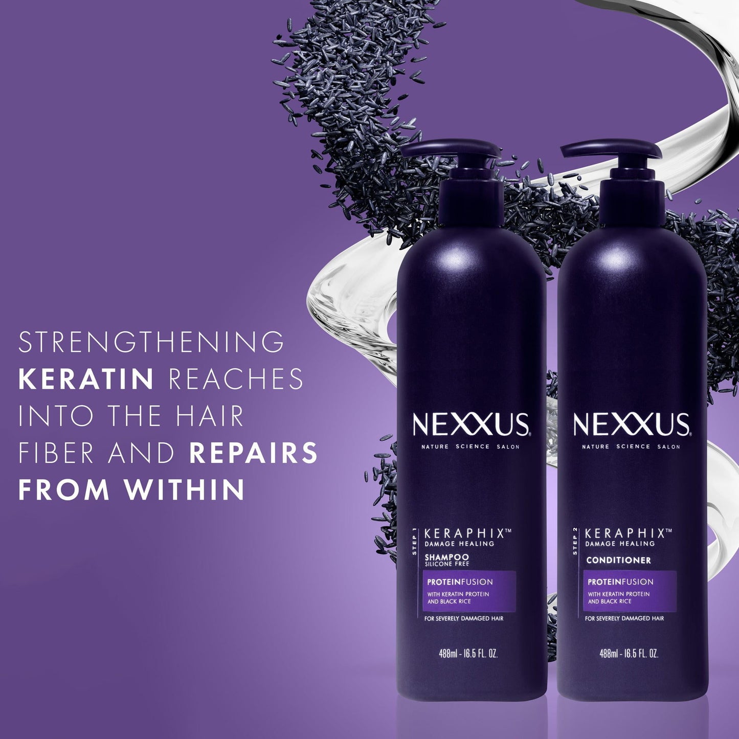 Nexxus Keraphix Daily Shampoo with Keratin Protein and Black Rice, 16.5 fl oz