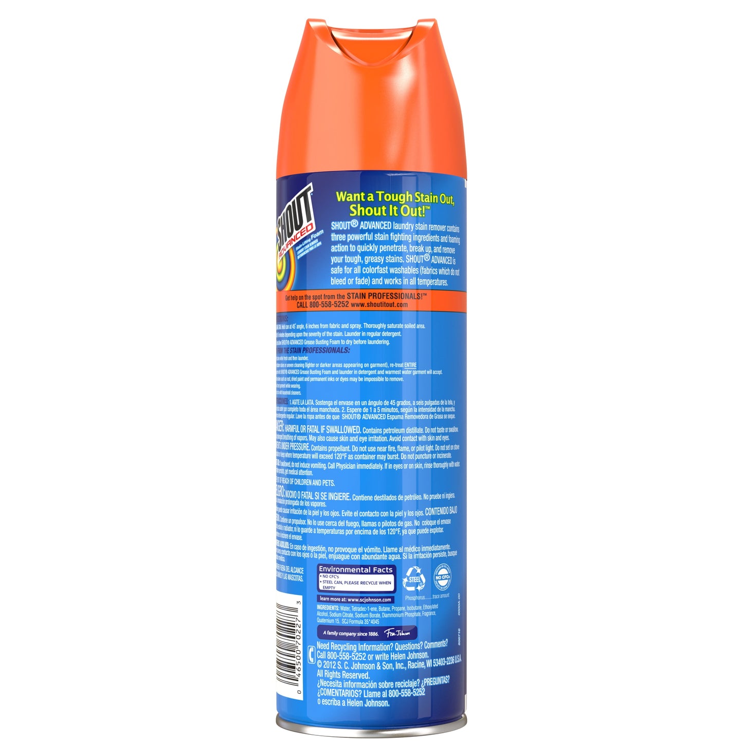 Shout Advanced Grease Busting Foam, Laundry Stain Remover, 18 Ounce