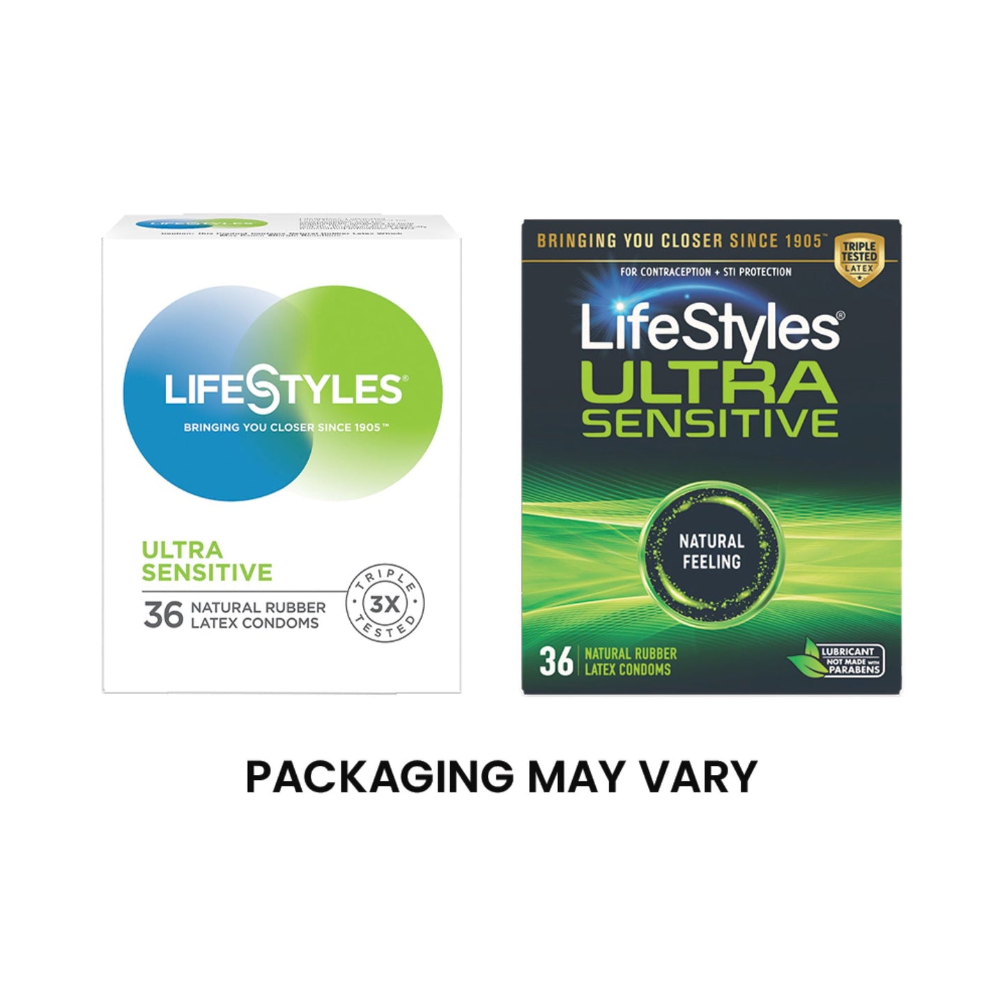 Lifestyles Ultra Sensitive Latex Lubricated Condoms, 36 Count