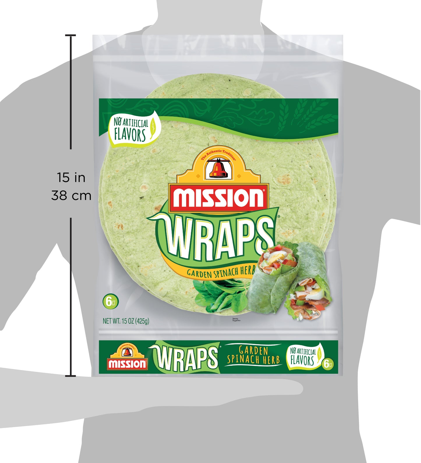 Mission Garden Spinach Herb Wraps, 6 Count