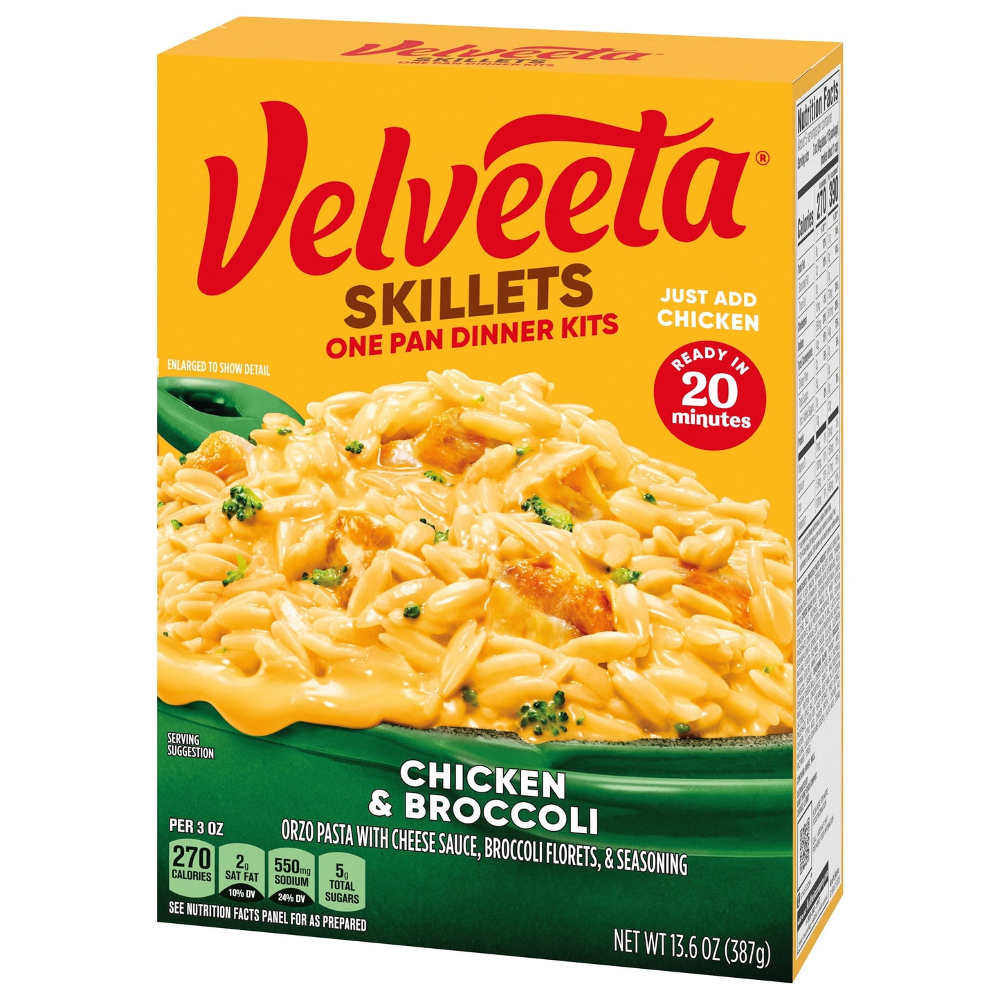Velveeta Skillets Chicken Pasta Dinner Kit with Broccoli & Orzo, 13.6 oz Box