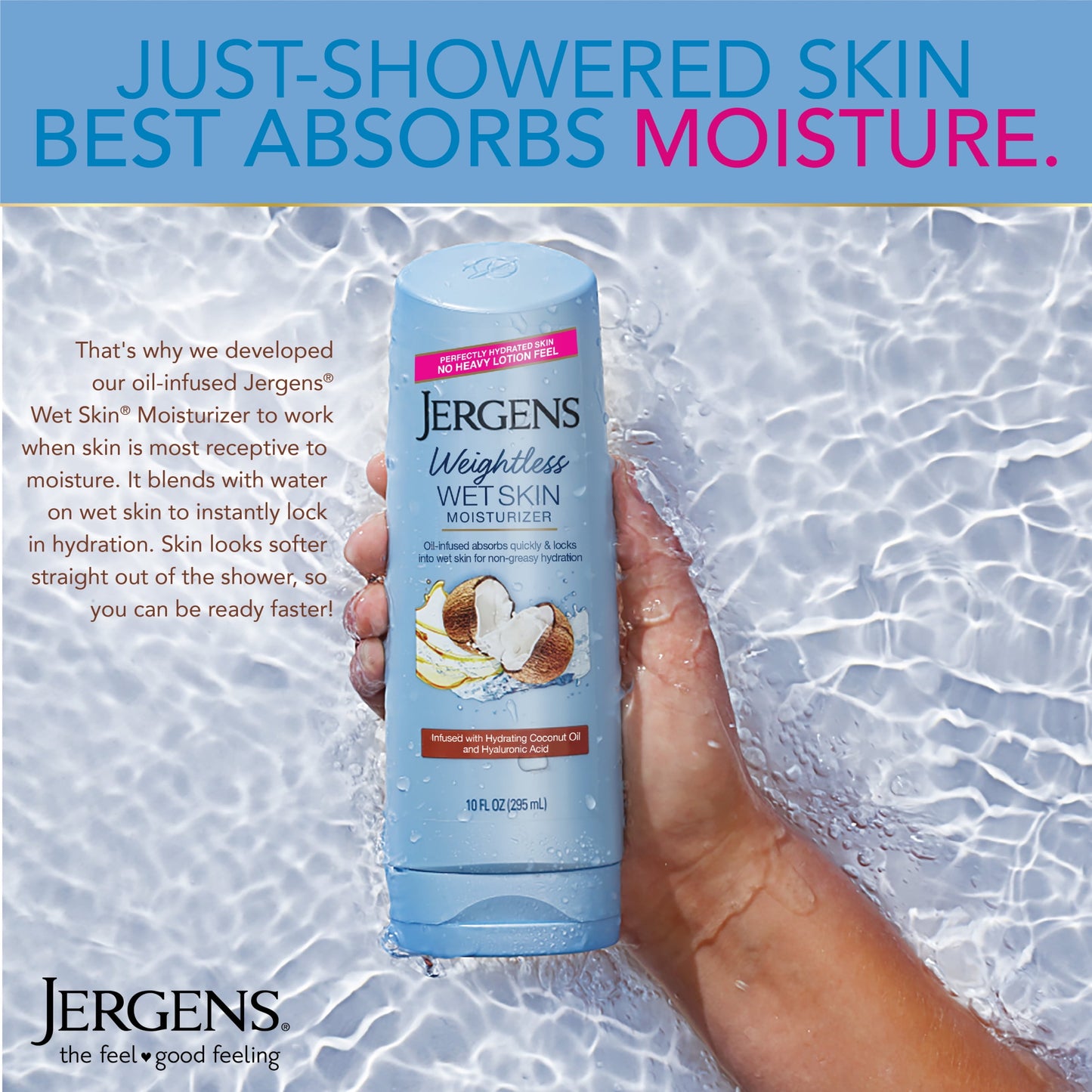 Jergens Wet Skin Refreshing Coconut Oil Body Lotion, 10 fl oz