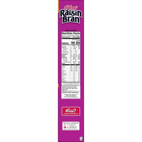 Kellogg's Raisin Bran Original Breakfast Cereal, Family Size, 24 oz Box