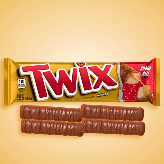 Twix Caramel Chocolate Cookie Candy Bar, Share Size - 3.02 oz