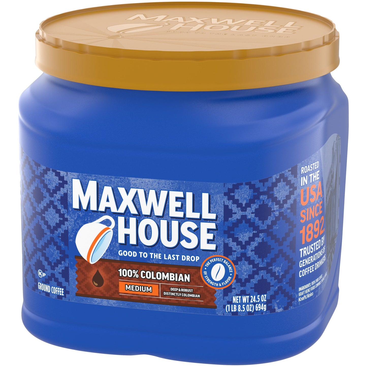 Maxwell House Medium Roast 100% Colombian Ground Coffee, 24.5 oz. Canister