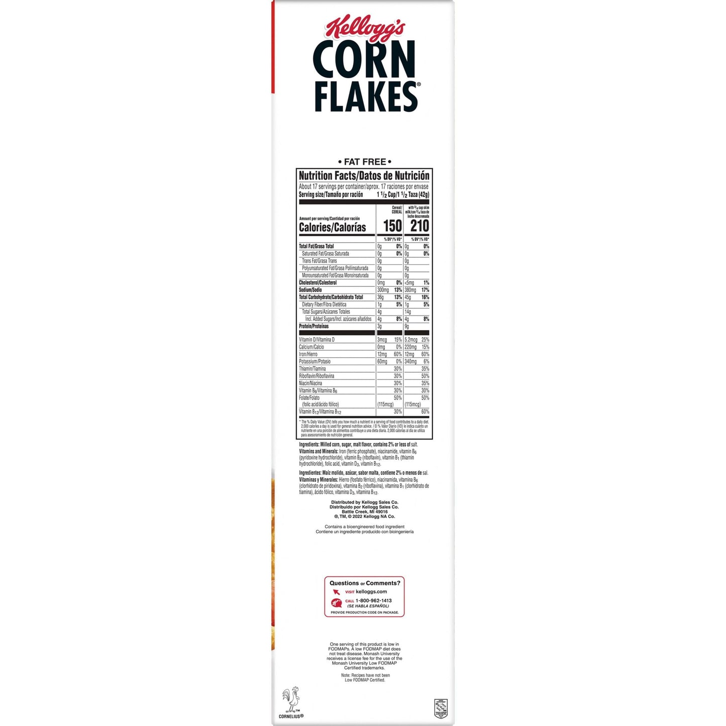 Kellogg's Corn Flakes Original Cold Breakfast Cereal, Mega Size, 25.2 oz Box