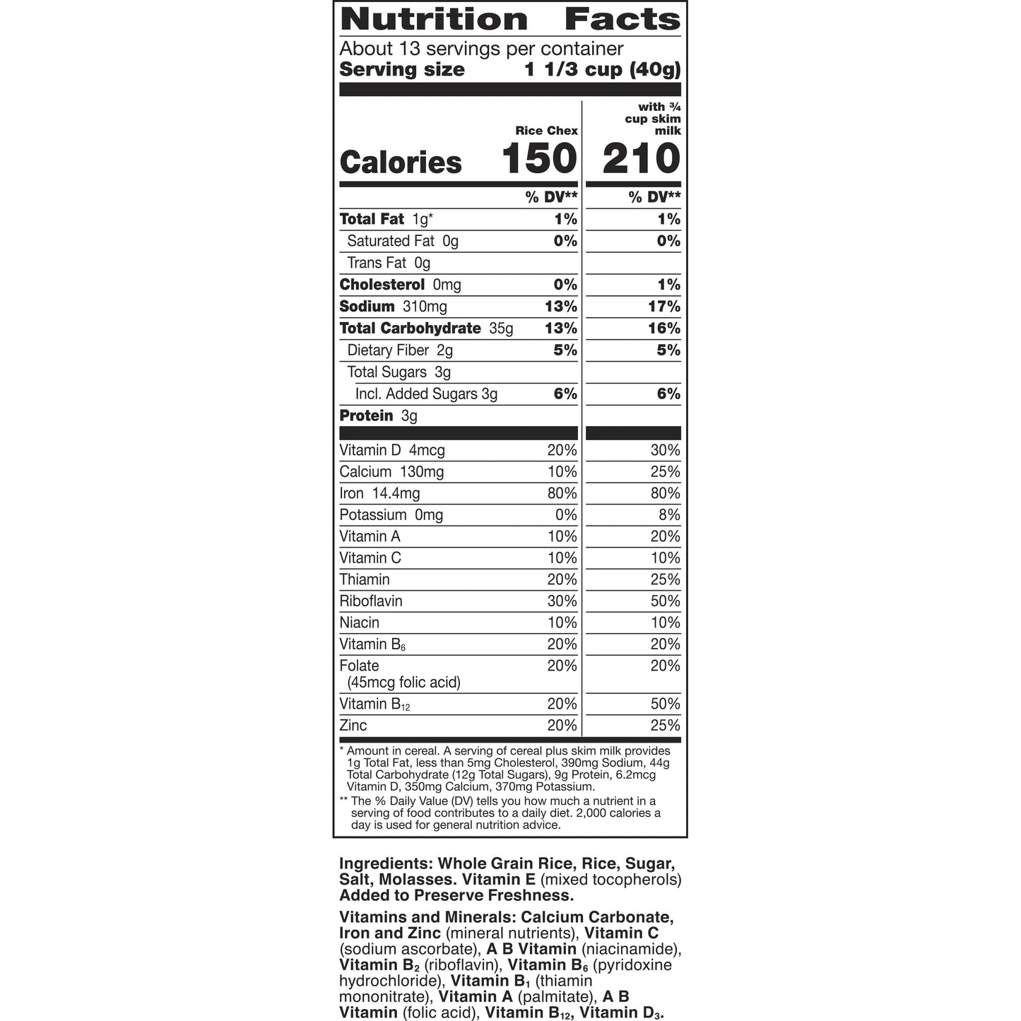 Rice Chex Gluten Free Breakfast Cereal, Homemade Chex Mix Ingredient, 18 OZ