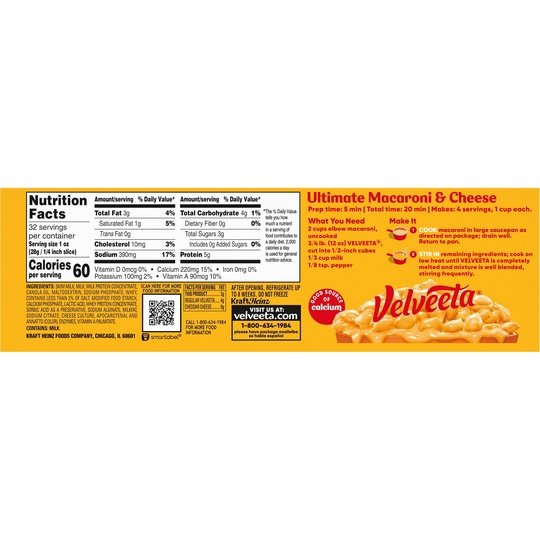 Velveeta 2% Milk Reduced Fat Meltitng Cheese Dip & Sauce with 25% Less Fat, 32 oz Block