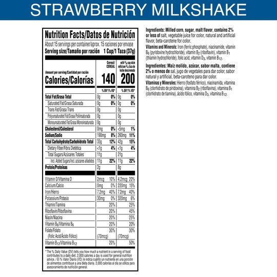 Kellogg's Frosted Flakes Strawberry Milkshake Breakfast Cereal, Family Size, 20.1 oz Box