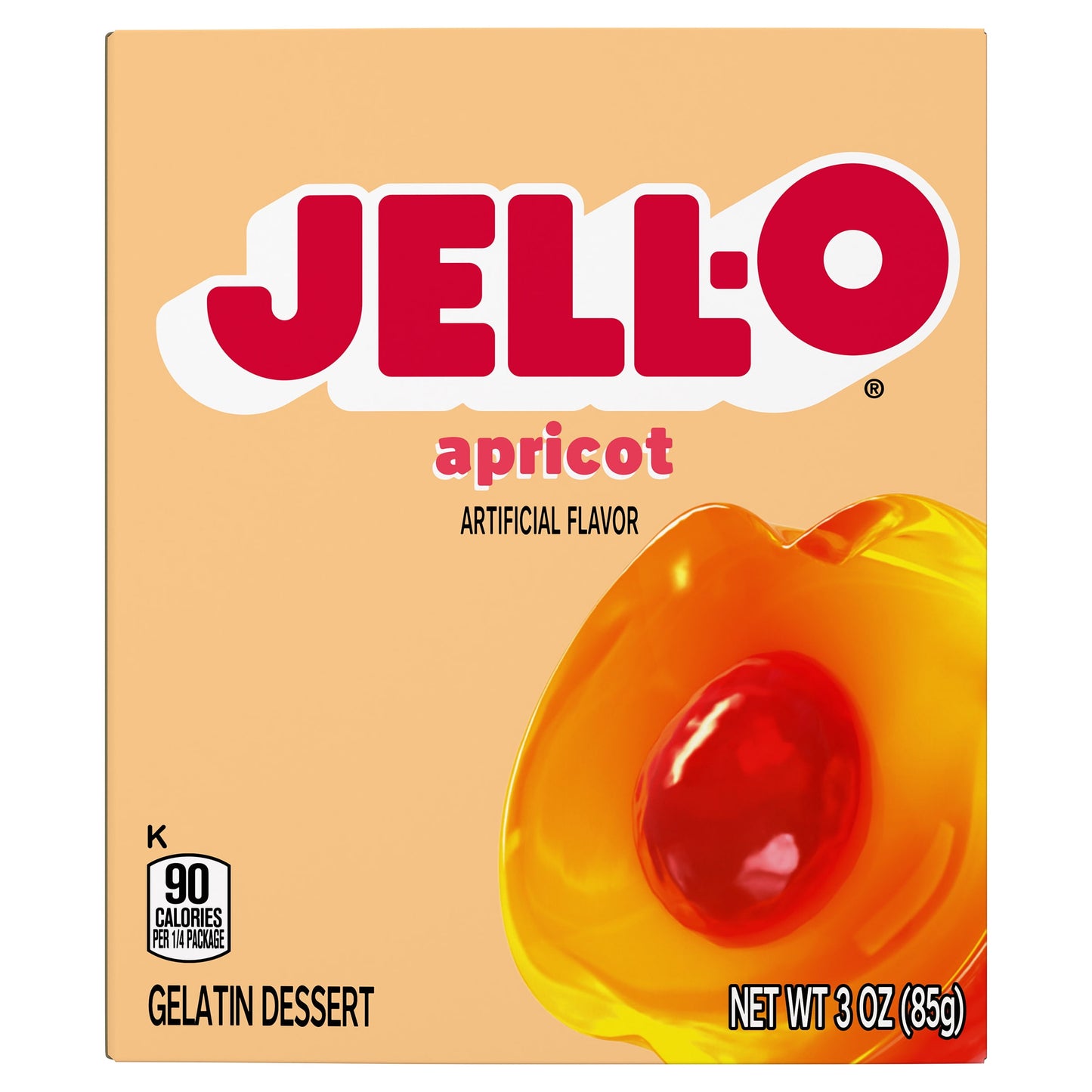 Jell-O Apricot Artificially Flavored Gelatin Dessert Mix, 3 oz Box