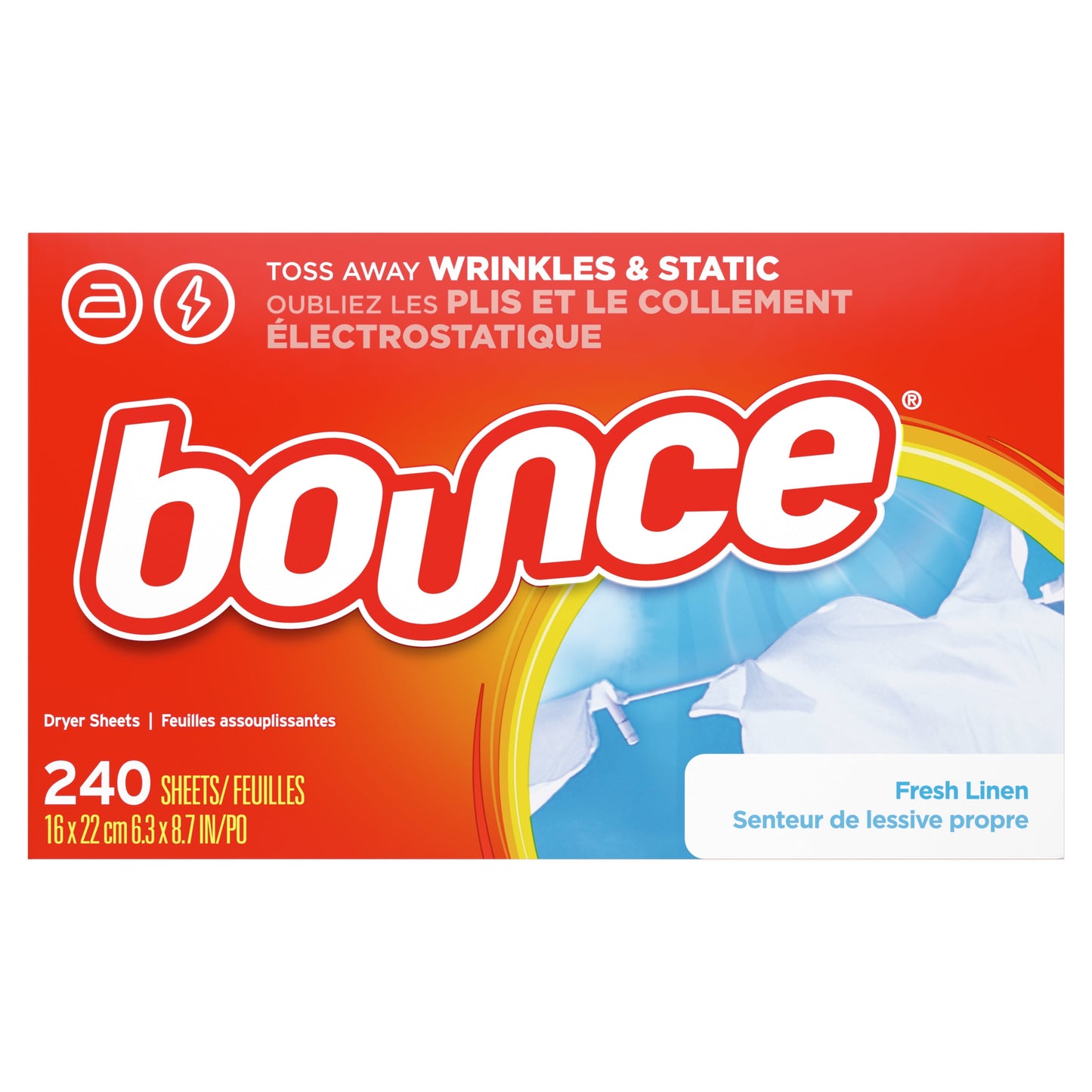 Bounce Fresh Fabric Softener Dryer Sheets, Linen Scented, 240 Ct