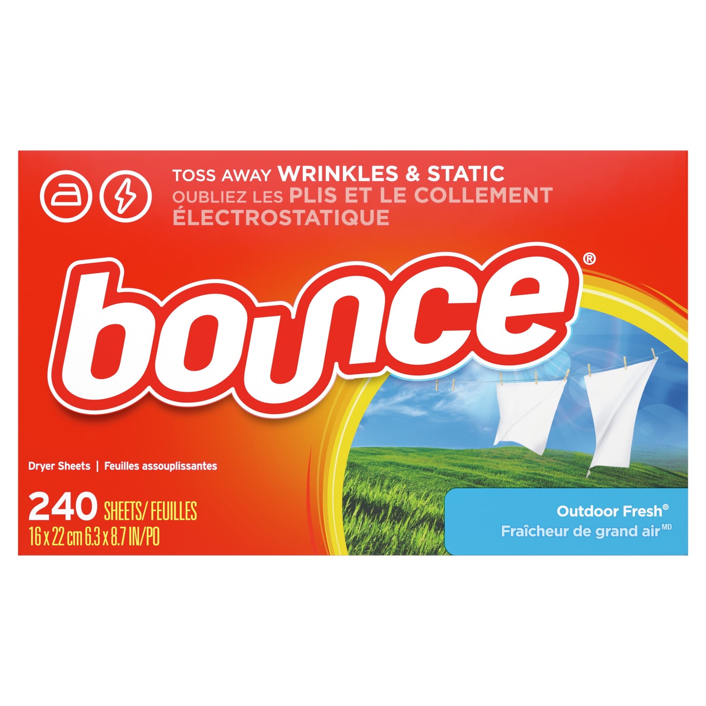 Bounce Fabric Softener Sheets, Outdoor Fresh, 240 Count