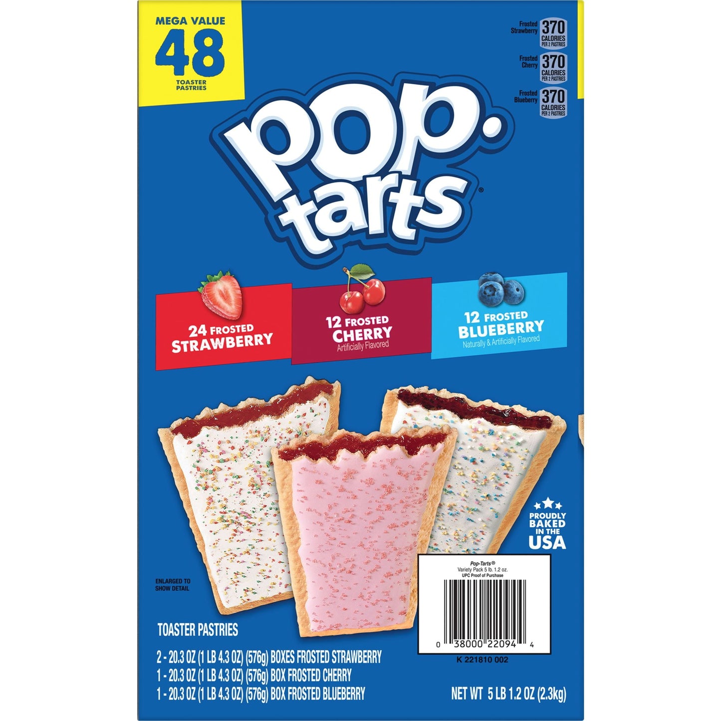 Pop-Tarts Variety Pack Instant Breakfast Toaster Pastries, Shelf-Stable, Ready-to-Eat, 81.2 oz, 48 Count Box