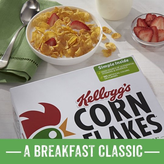 Kellogg's Corn Flakes Original Breakfast Cereal, Family Size, 18 oz Box