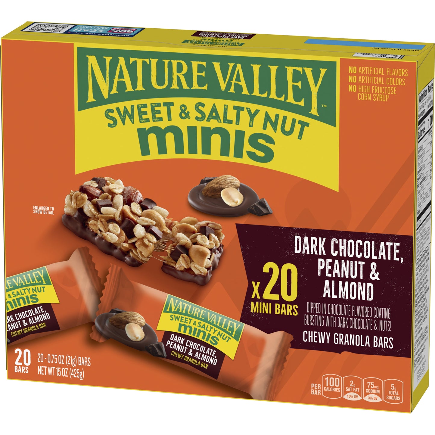 Nature Valley Mini Granola Bars, Dark Chocolate Peanut Almond, 20 Bars, 15 OZ