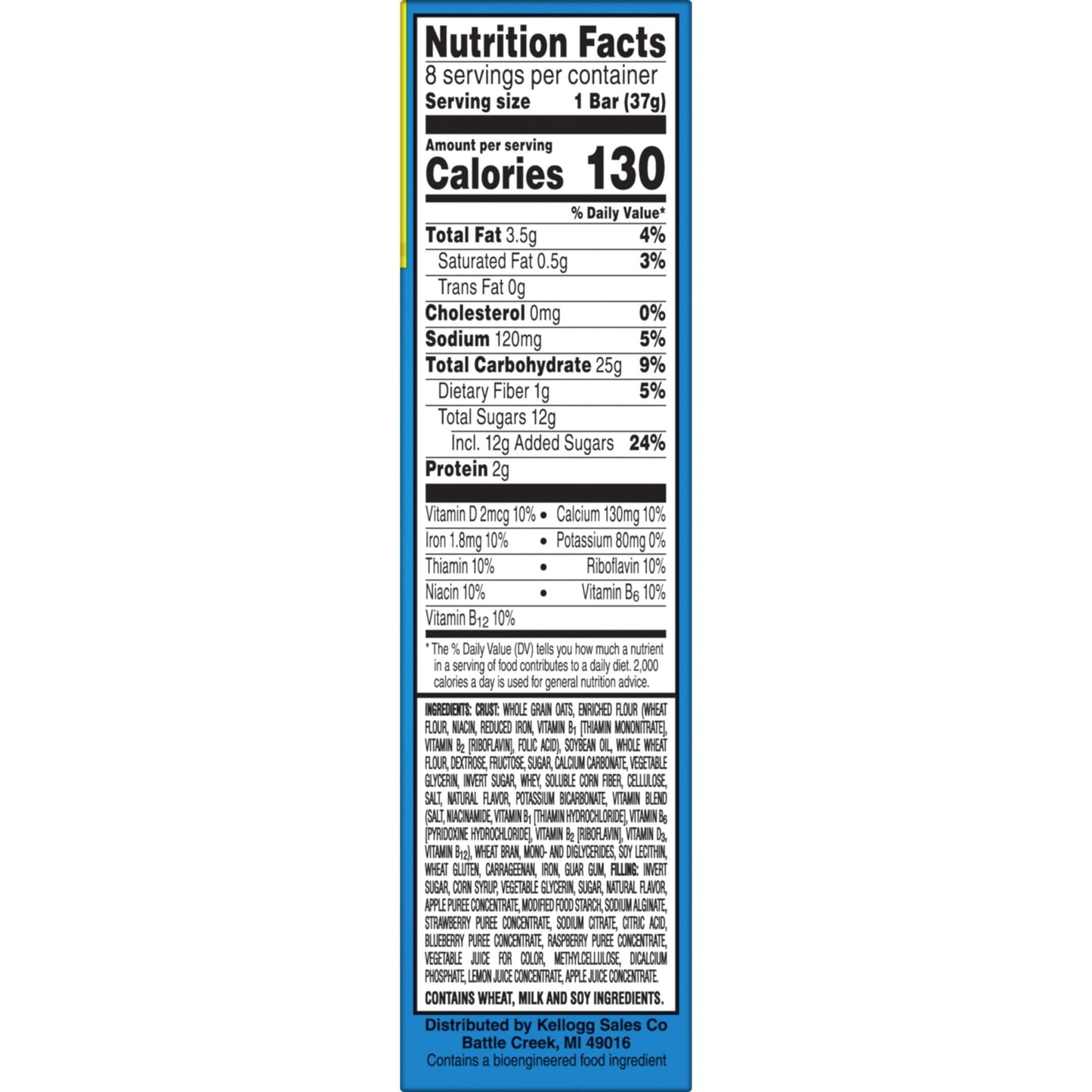 Kellogg's Nutri-Grain Mixed Berry Chewy Soft Baked Breakfast Bars, Ready-to-Eat, 10.4 oz, 8 Count