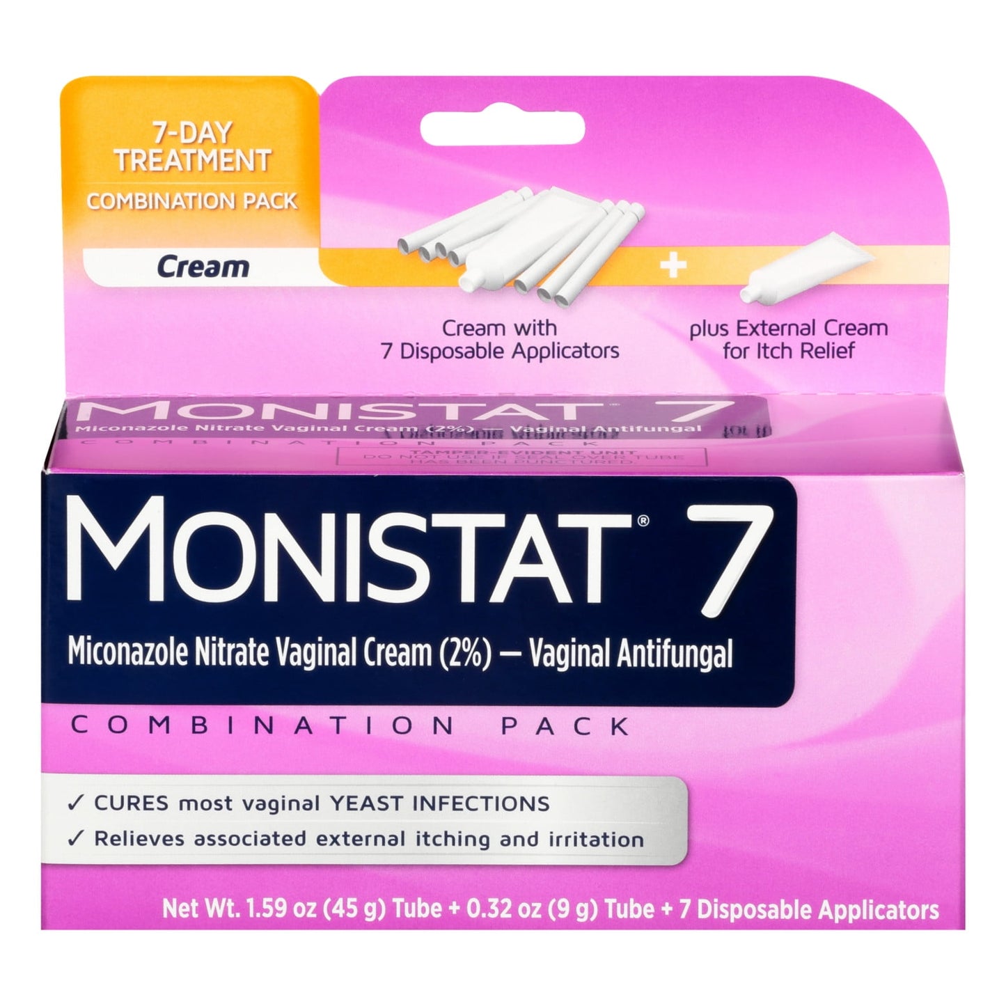 Monistat 7 Day Yeast Infection Treatment, 7 Disposable Miconazole Cream Tubes & External Itch Cream