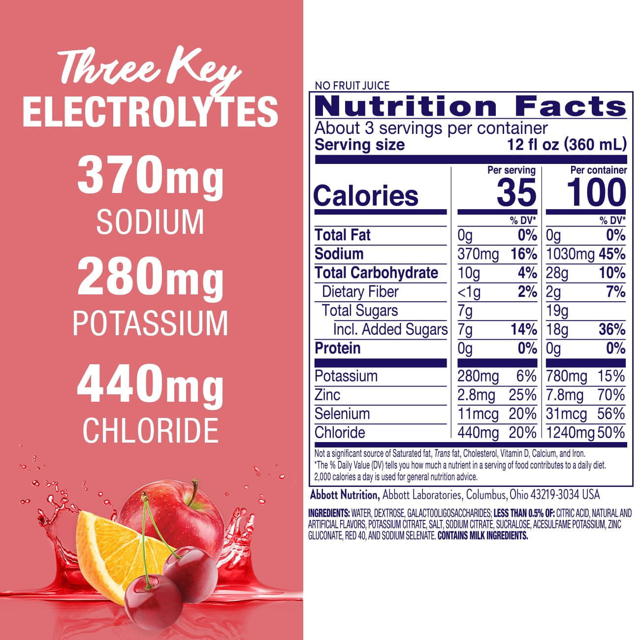 Pedialyte AdvancedCare Electrolyte Solution Cherry Punch Ready-to-Drink 1.1 qt