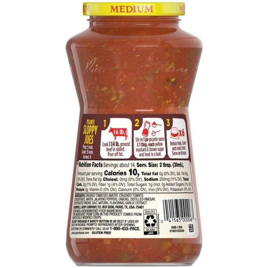 Pace Medium Picante Sauce, 16 oz Jar