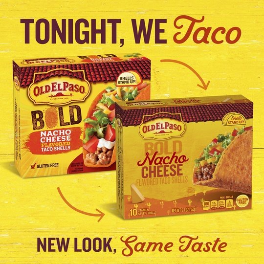 Old El Paso Stand 'N Stuff Bold Nacho Cheese Flavored Taco Shells, 10-Count